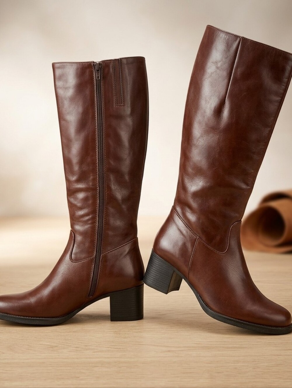 Luis Gonzalo Spain Hand Crafted Classic Tall Leather Knee Boots Brown 39 - Picture 2 of 10